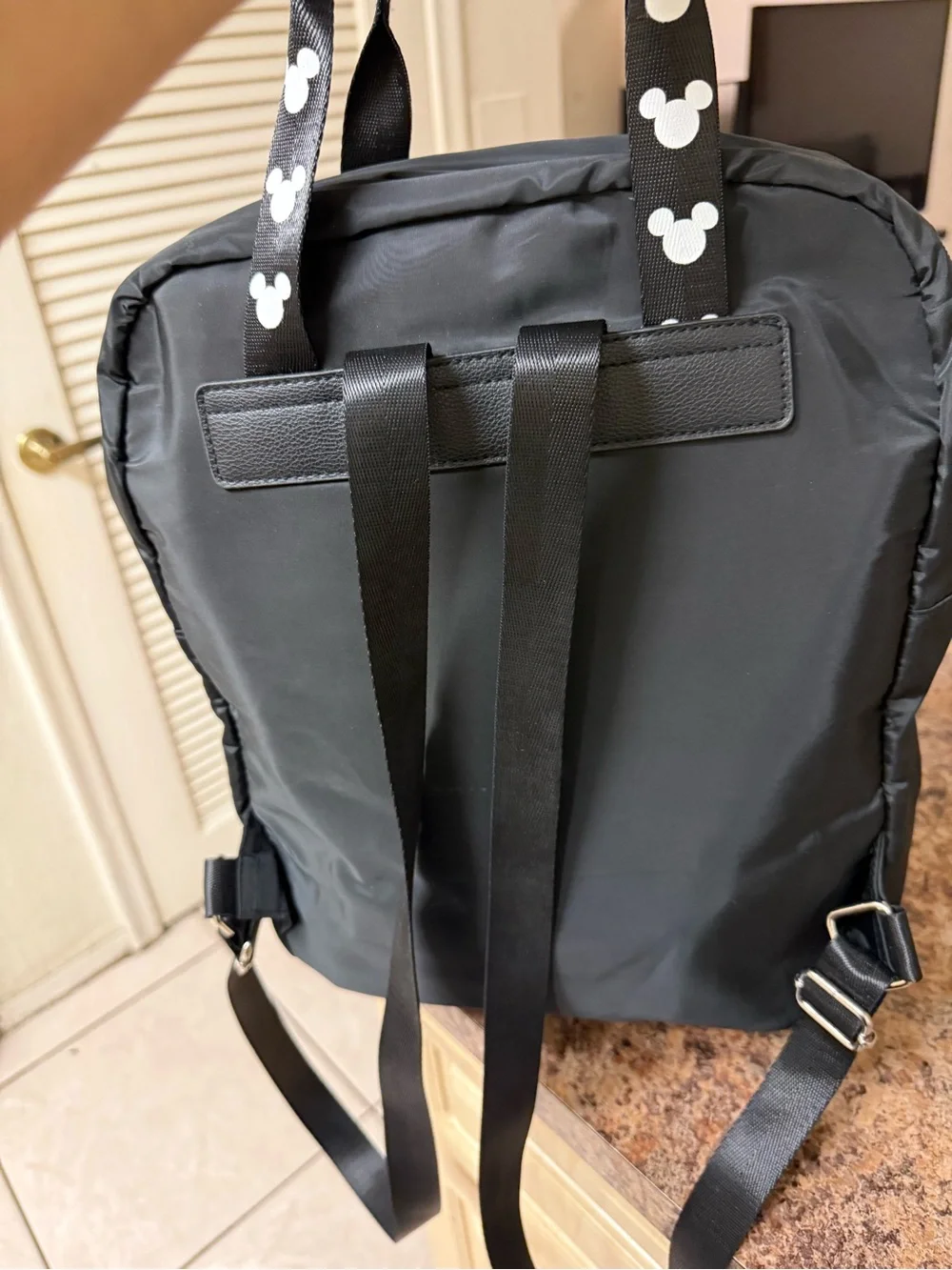 Disney Black Mickey Mouse Backpack with White Earth Patch
